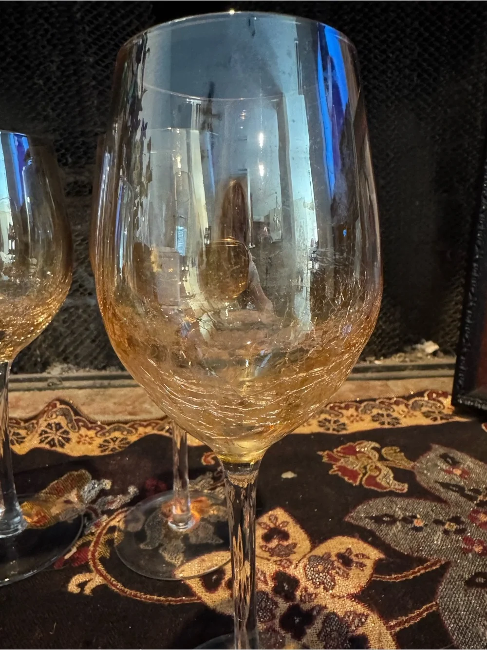 Pier 1 Amber Crackle Golden Luster  9